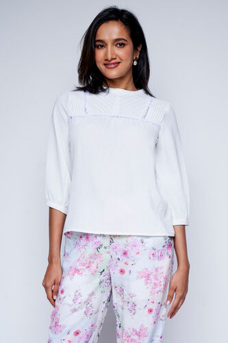White Solid Straight Top, White, image 1